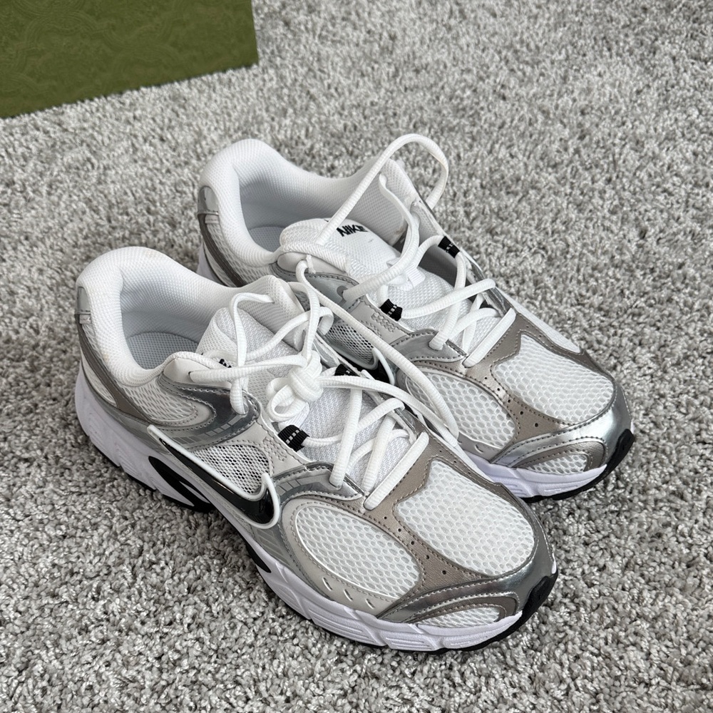 Men White NIKE  and Silver Athletic Sneakers